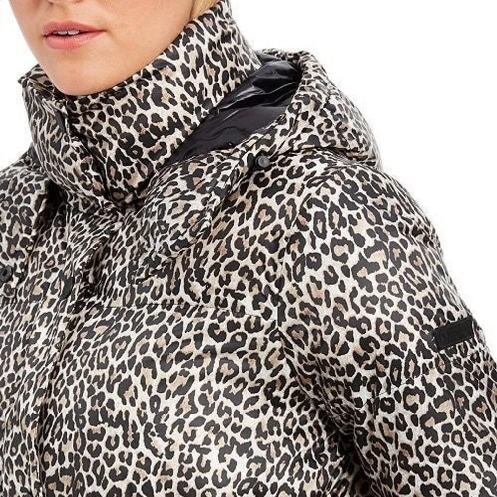 BCBGeneration Leopard-Print Hooded Puffer Coat NEW - Picture 2 of 4